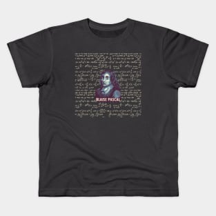 Blaise Pascal Portrait With Mathematics Kids T-Shirt